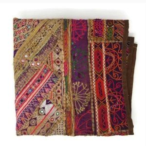 Vintage Indian Patchwork Mirror Wall Tapestry